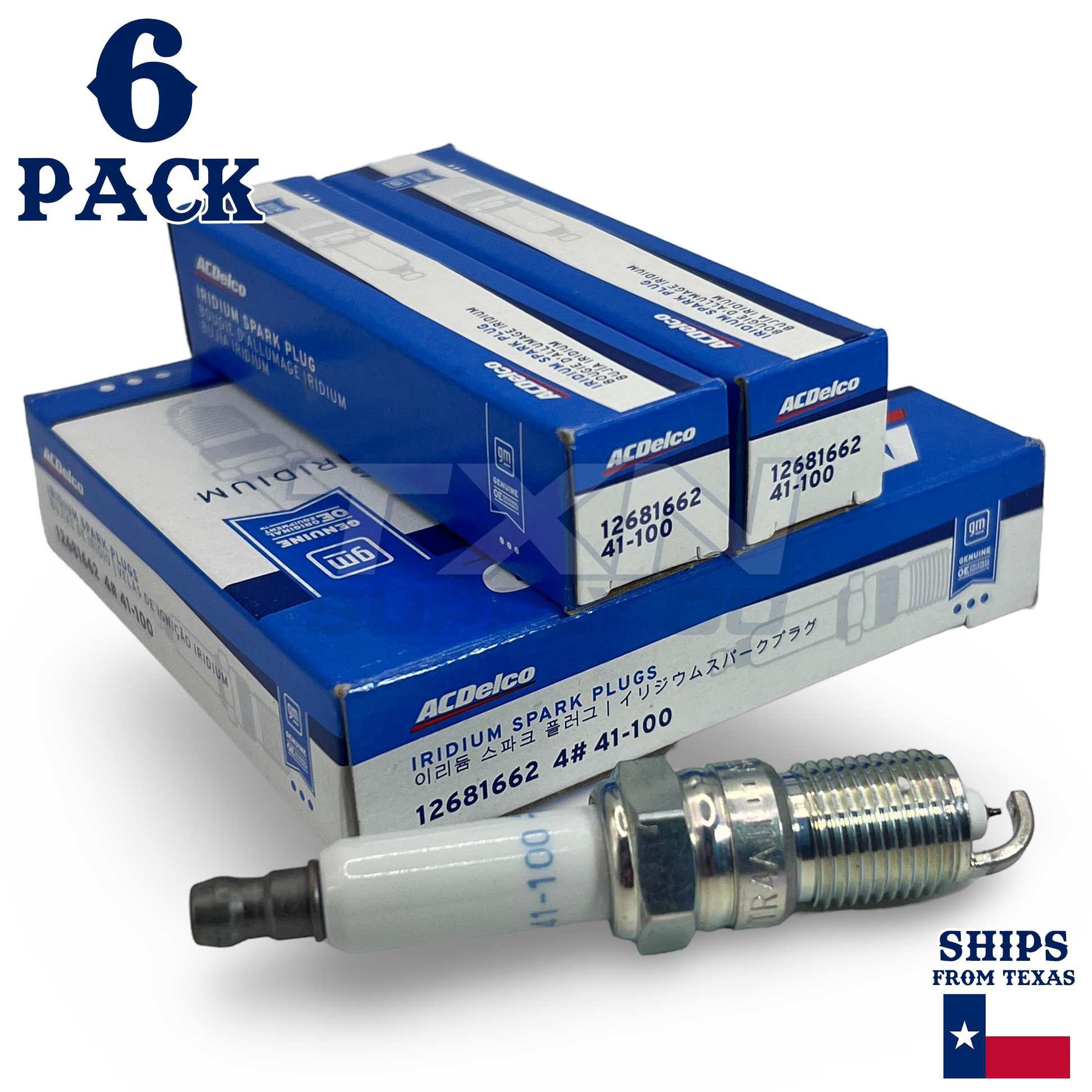 6 Pack GM ACDelco 41-100 Iridium Spark Plugs 12681662 - Image 1