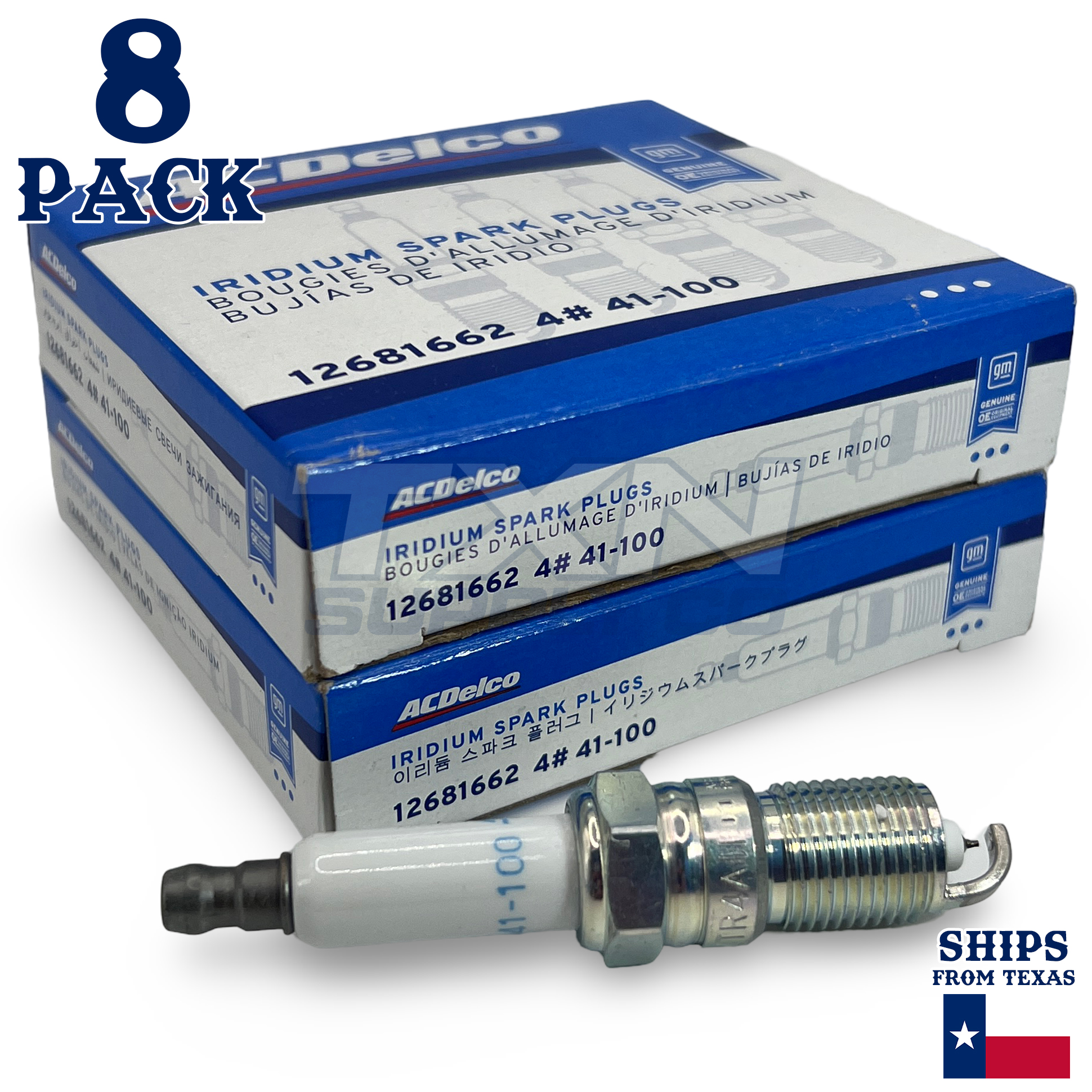 8 Pack GM ACDelco 41-100 Iridium Spark Plugs 12681662 - Image 1