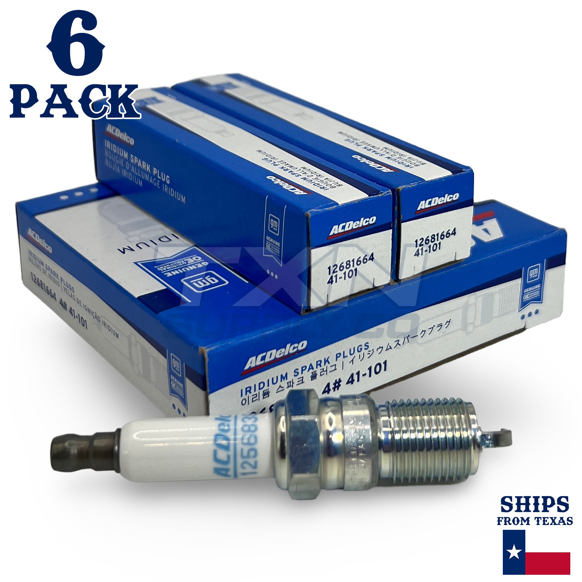 6 Pack Genuine GM ACDelco Iridium Spark Plug 41-101