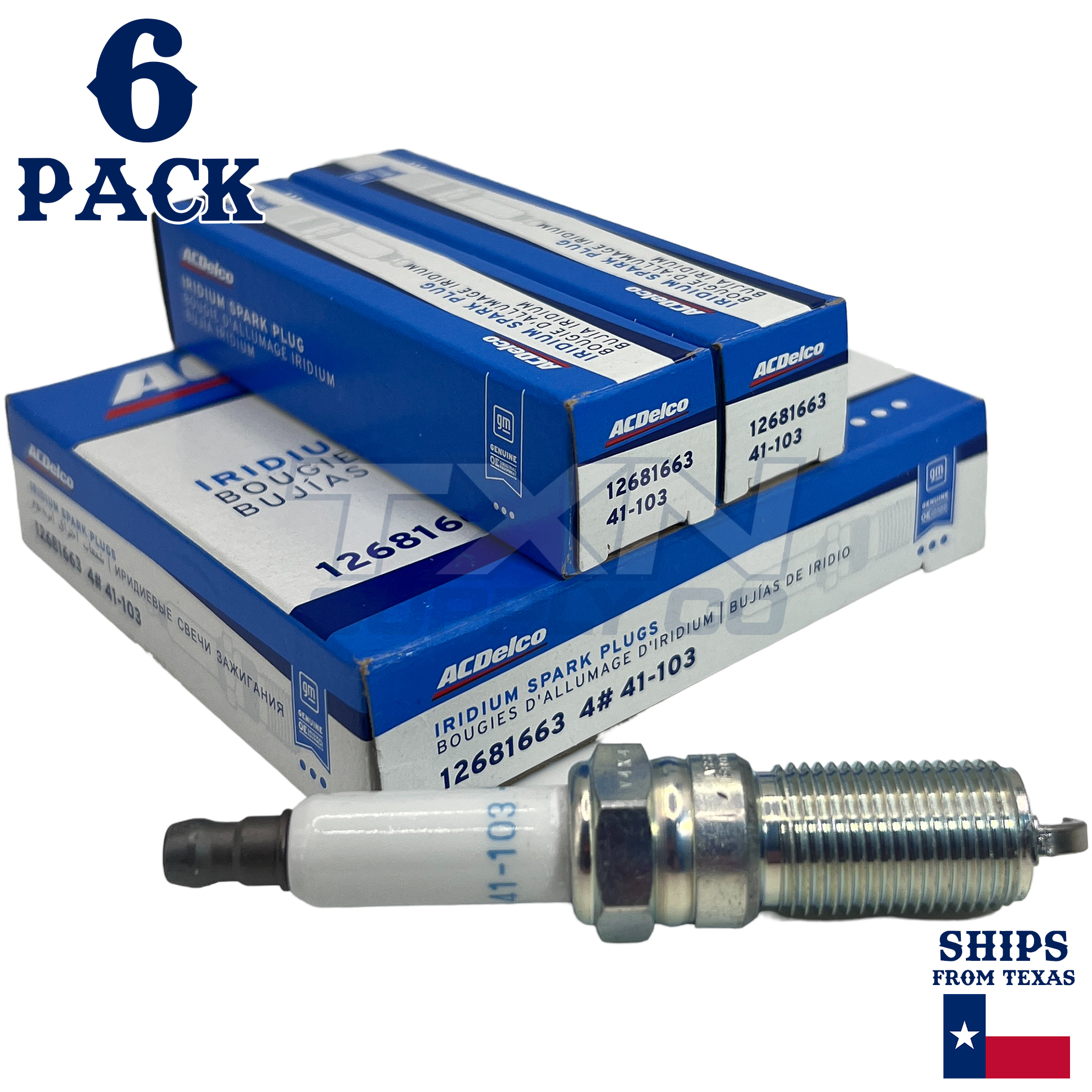 ACDelco 41-103 Professional Iridium Spark Plug (6 Pack)