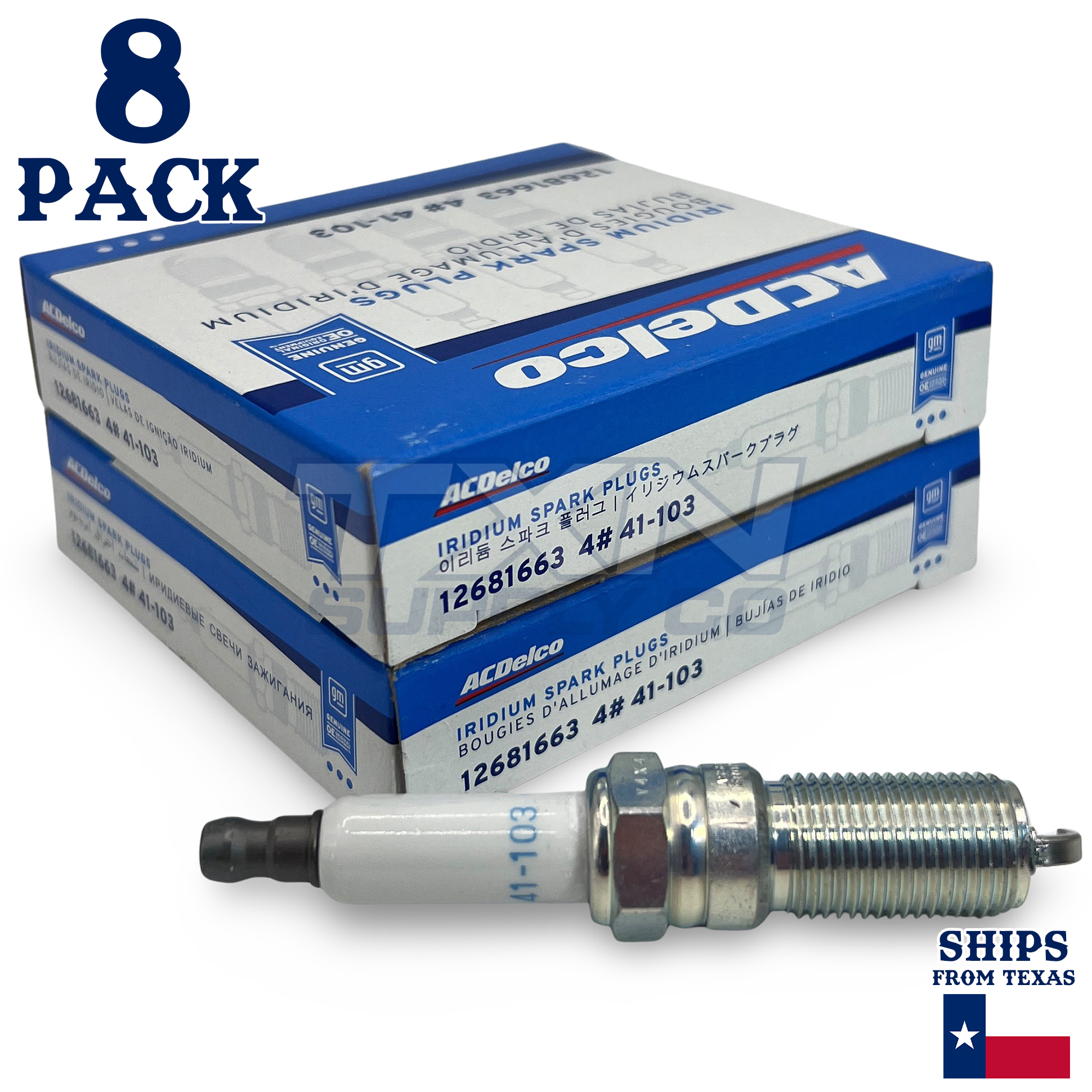8 Pack GM ACDelco 41-103 Iridium Spark Plugs 12681663 - Image 1