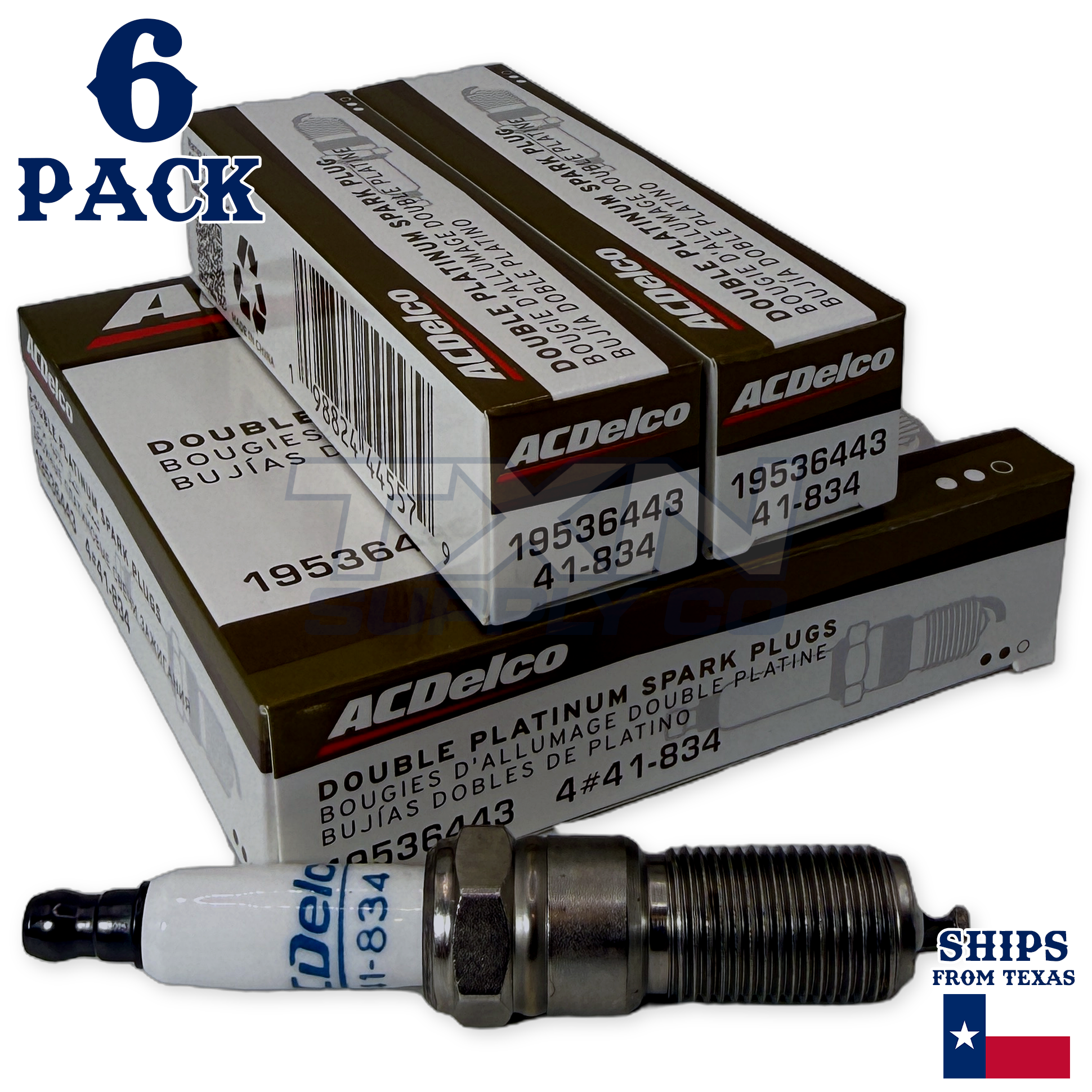 6 Pack ACDelco 41-834 Double Platinum Spark Plugs 2010 for Dodge Charger 2.7L - Image 1