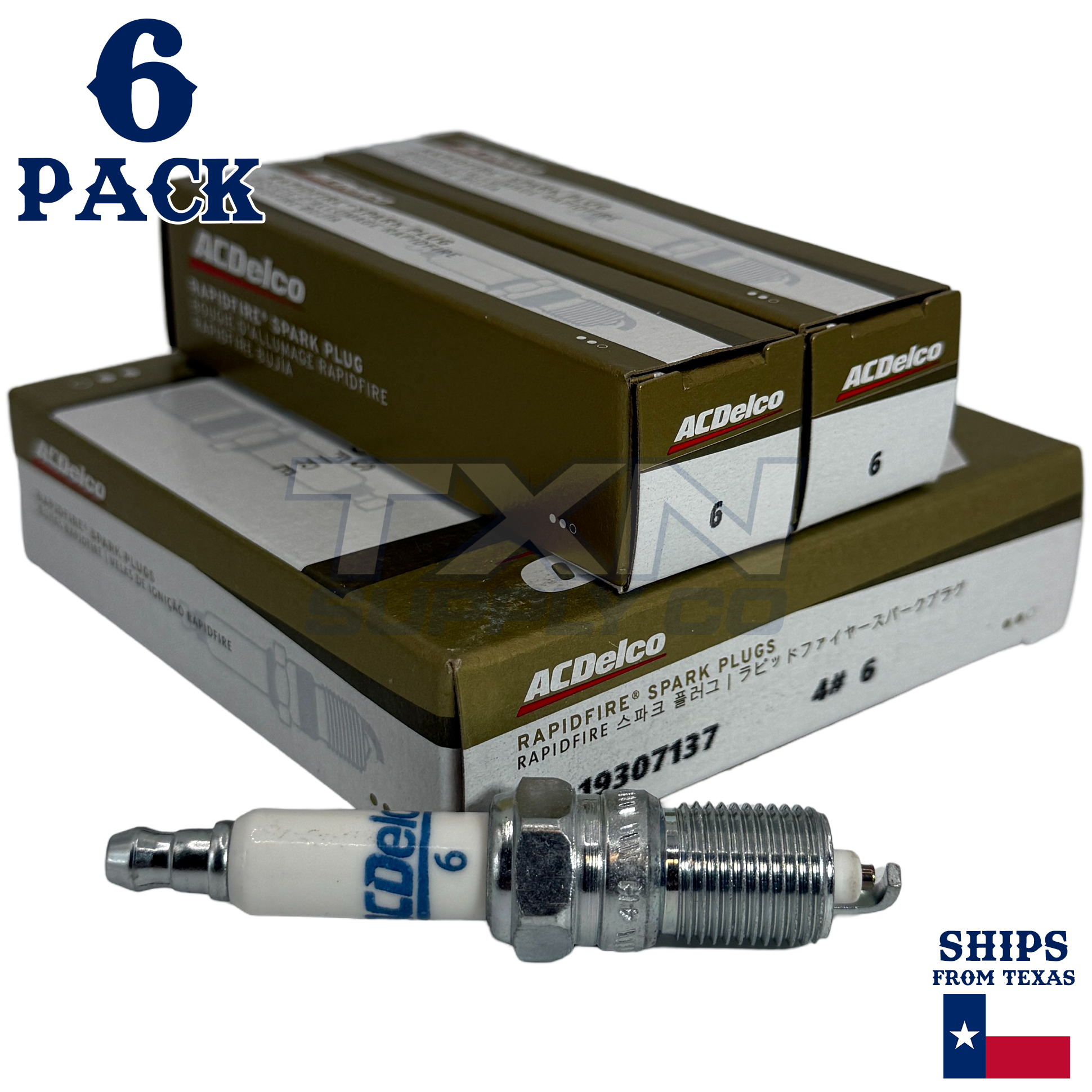 6 Pack GM ACDelco RAPID06 #6 RAPIDFIRE Platinum Spark Plugs - Image 1