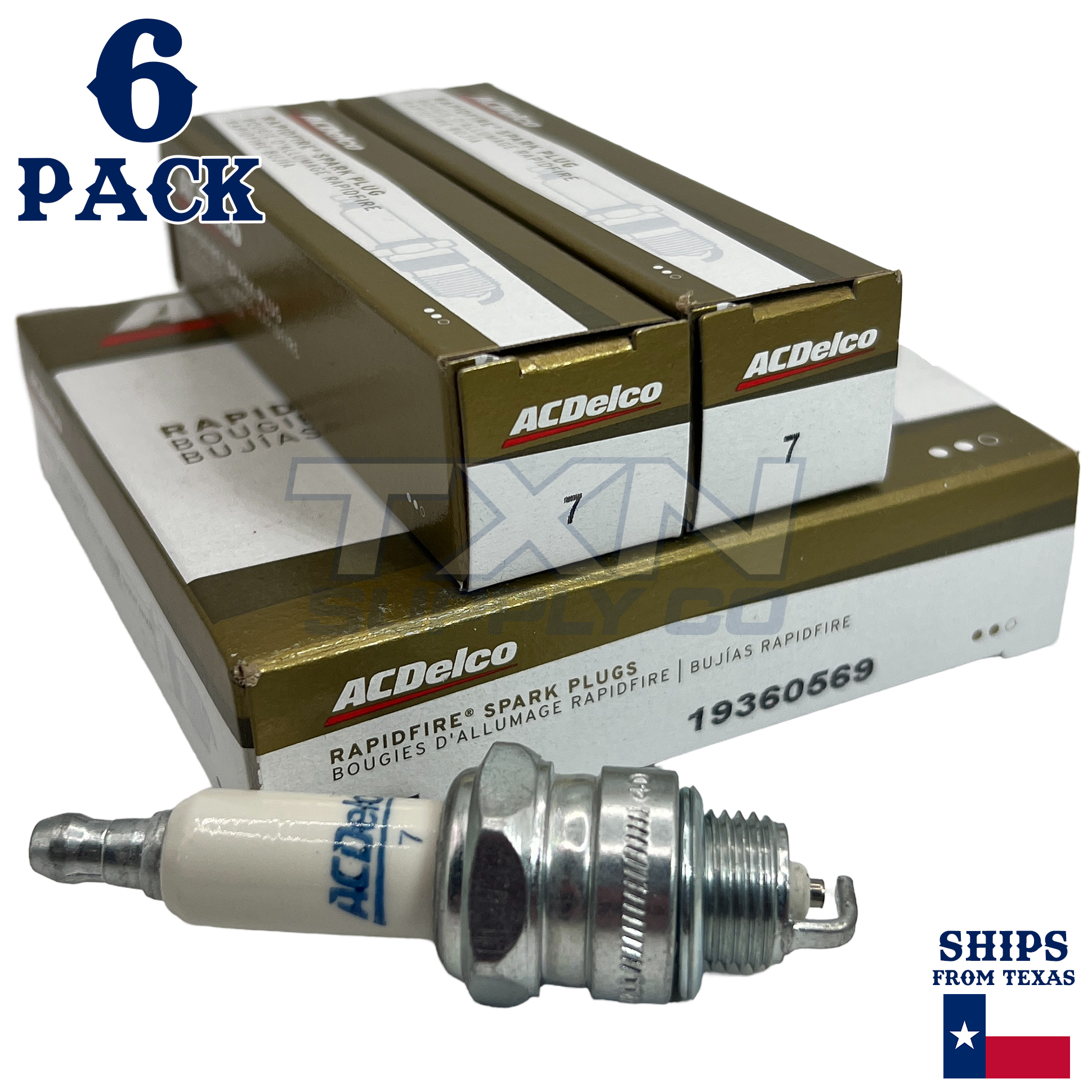 6 Pack GM ACDelco RAPID07 #7 RAPIDFIRE Platinum Spark Plugs 19360569 - Image 1