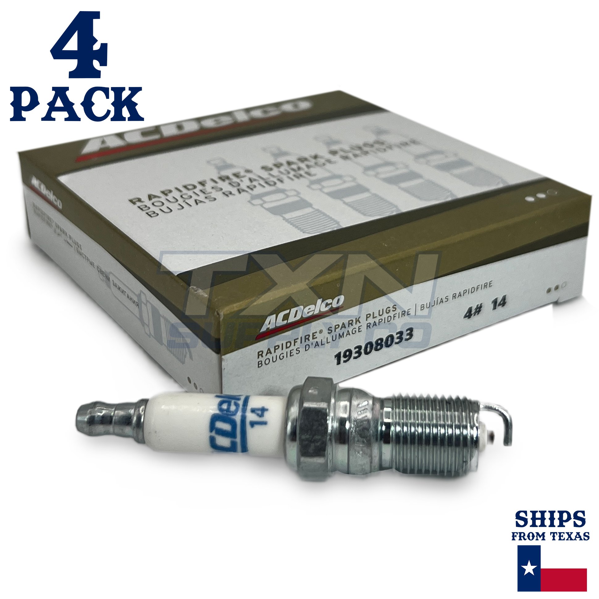 4 Pack GM ACDelco #14 RAPIDFIRE Platinum Spark Plugs 19308033