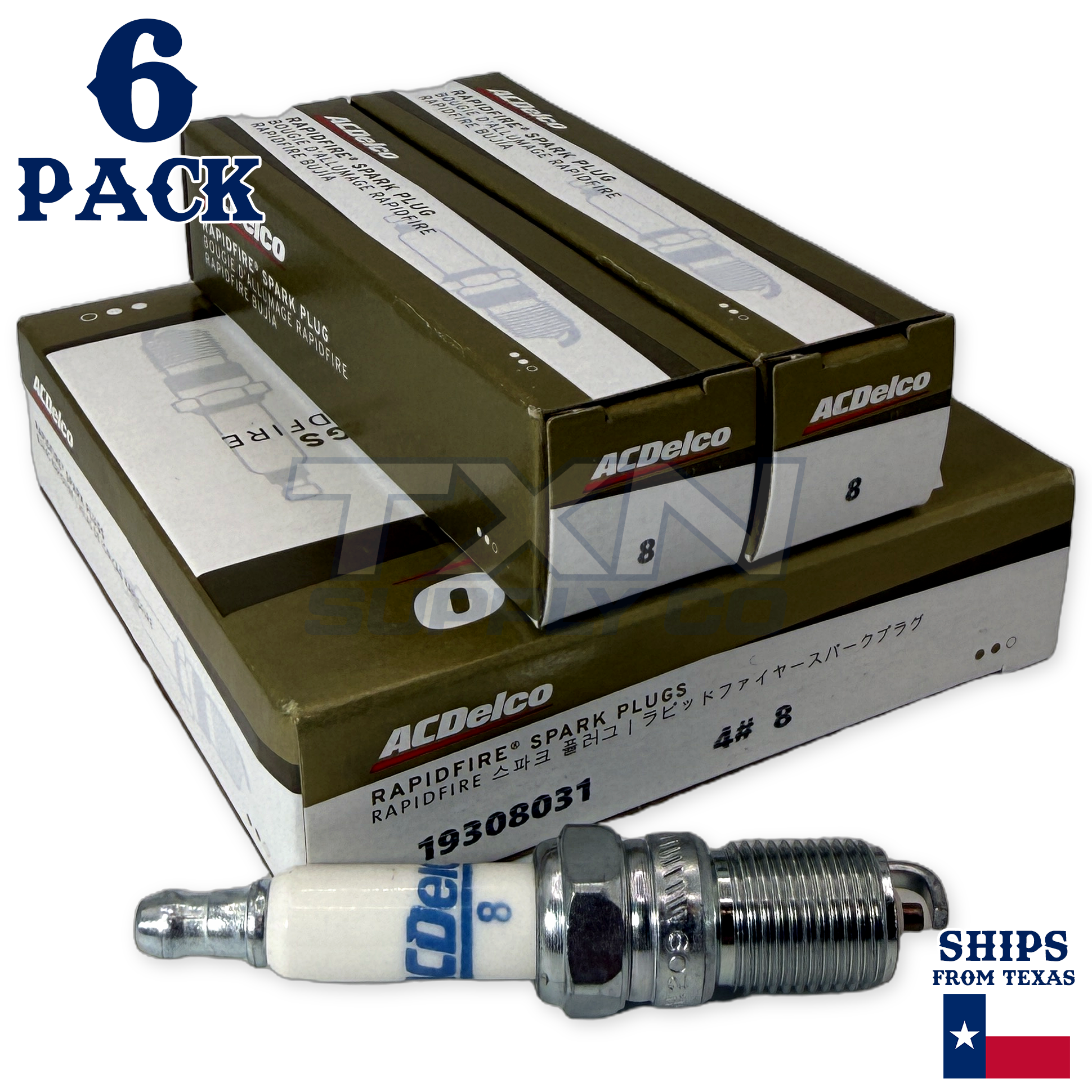 6 Pack GM ACDelco RAPID8 #8 RAPIDFIRE Platinum Spark Plugs - Image 1