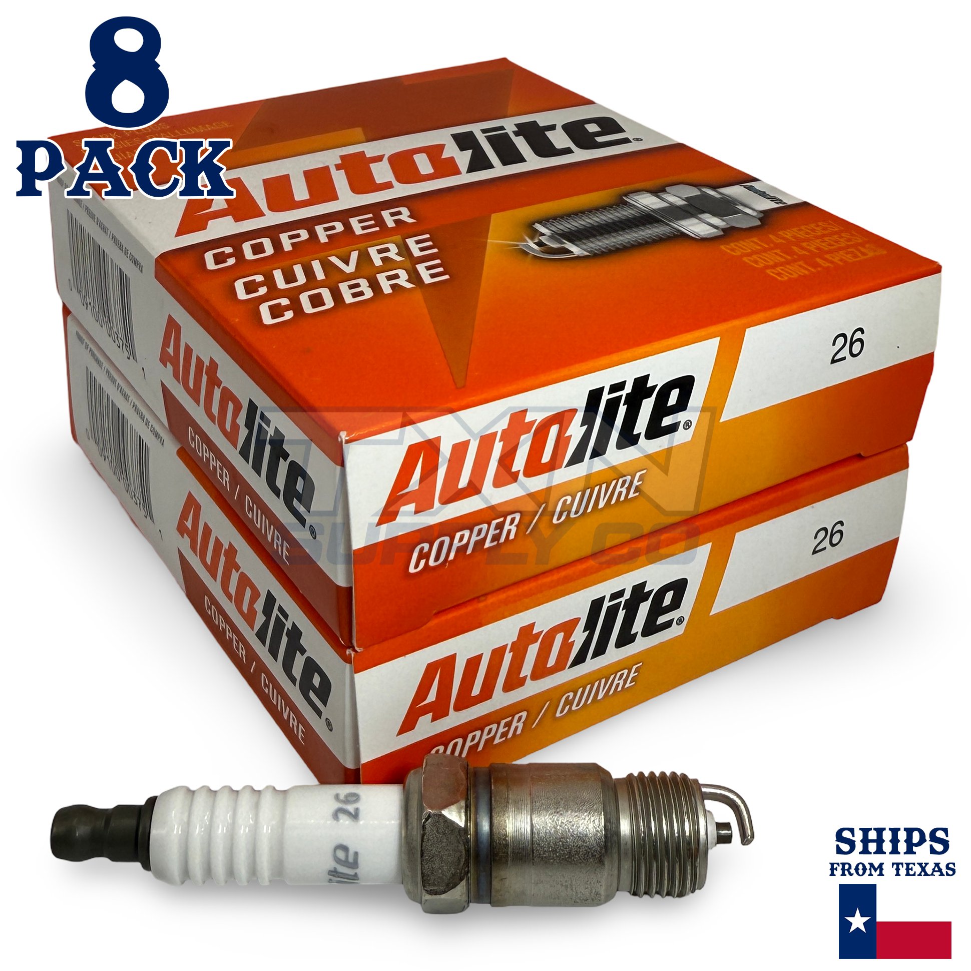 8 Pack Autolite 26 Copper Core Spark Plugs