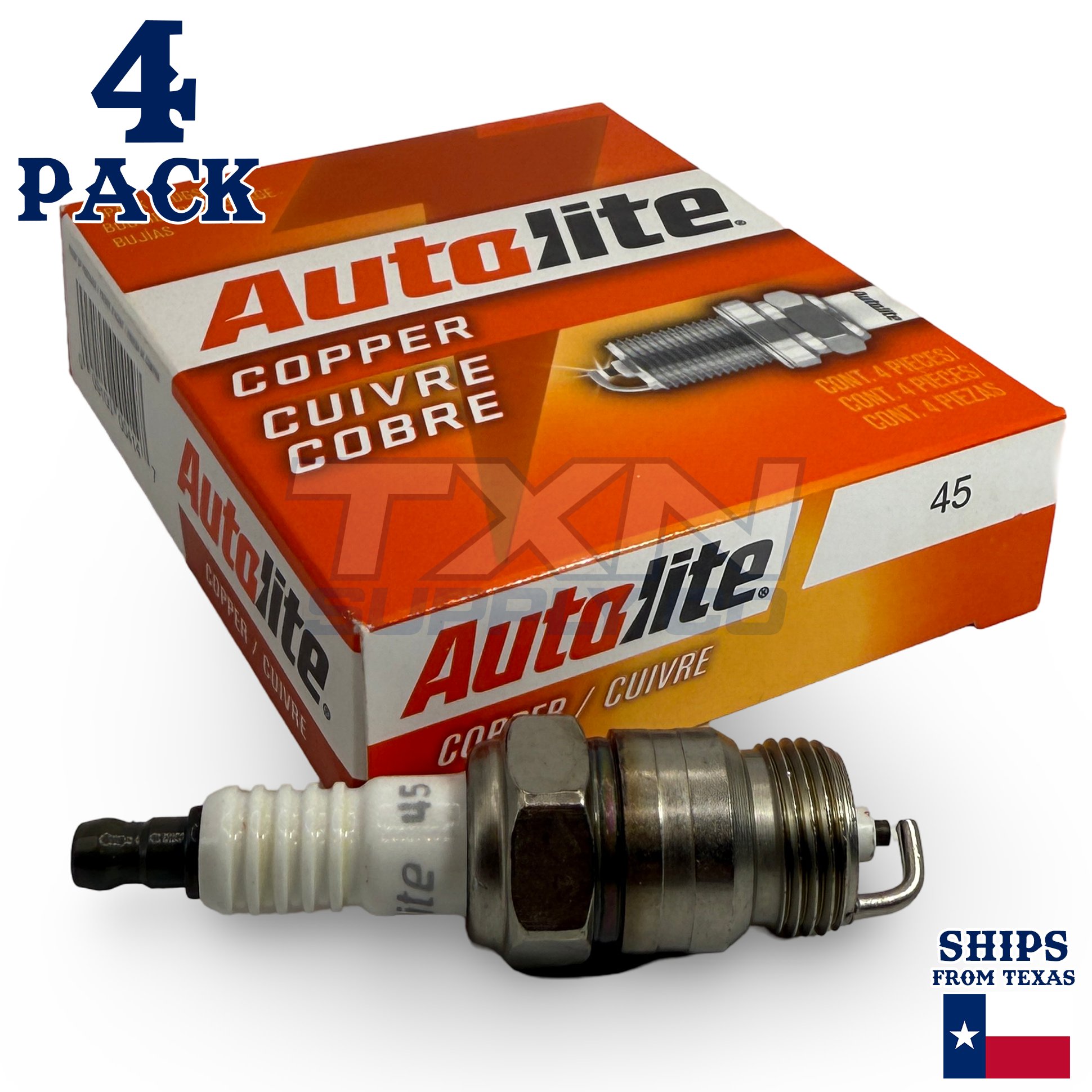 Autolite 45 Copper Core Spark Plugs - 4 Pack