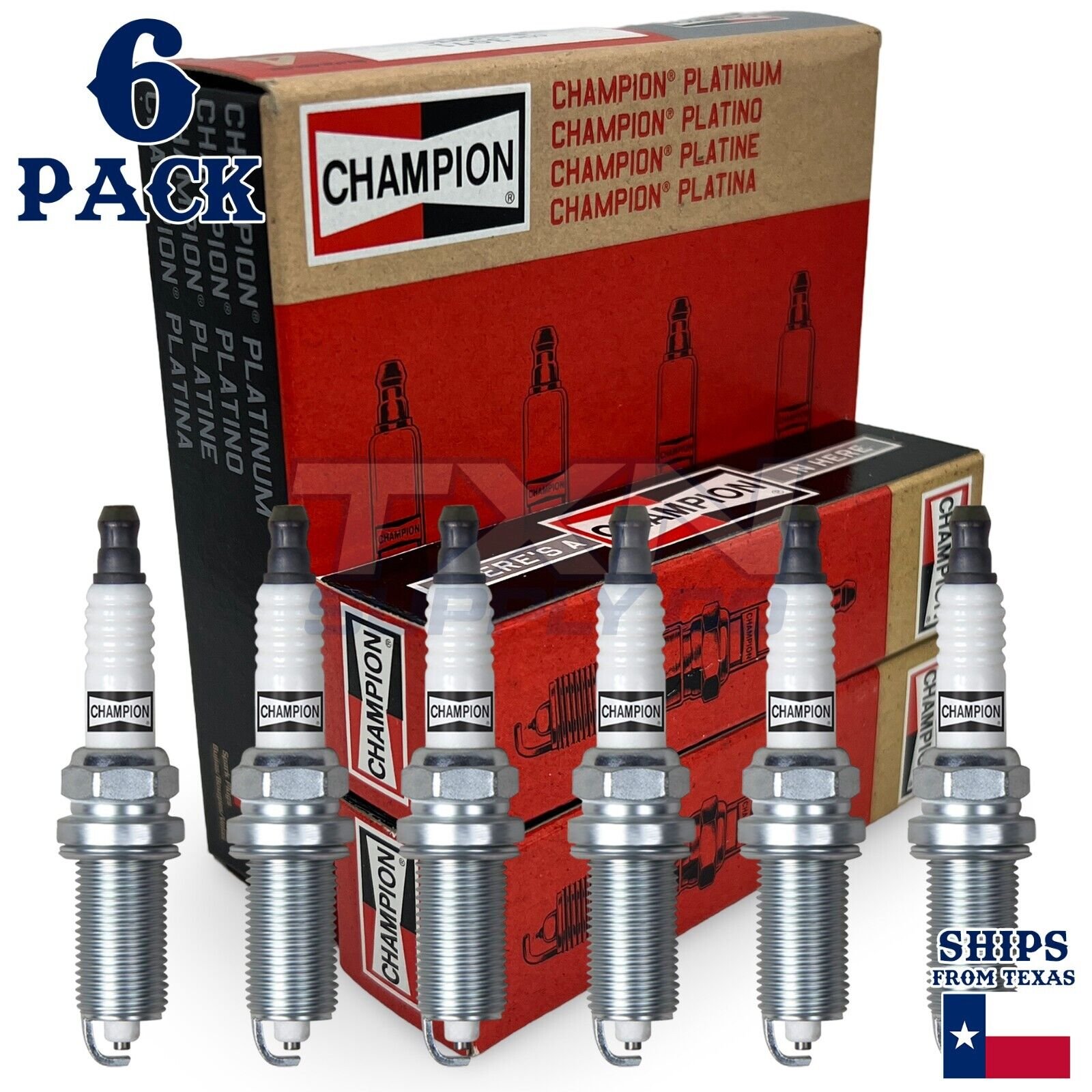 6 Pack Champion 3071 Platinum Spark Plugs for 2005-2009 Hyundai Tucson 2.7L V6