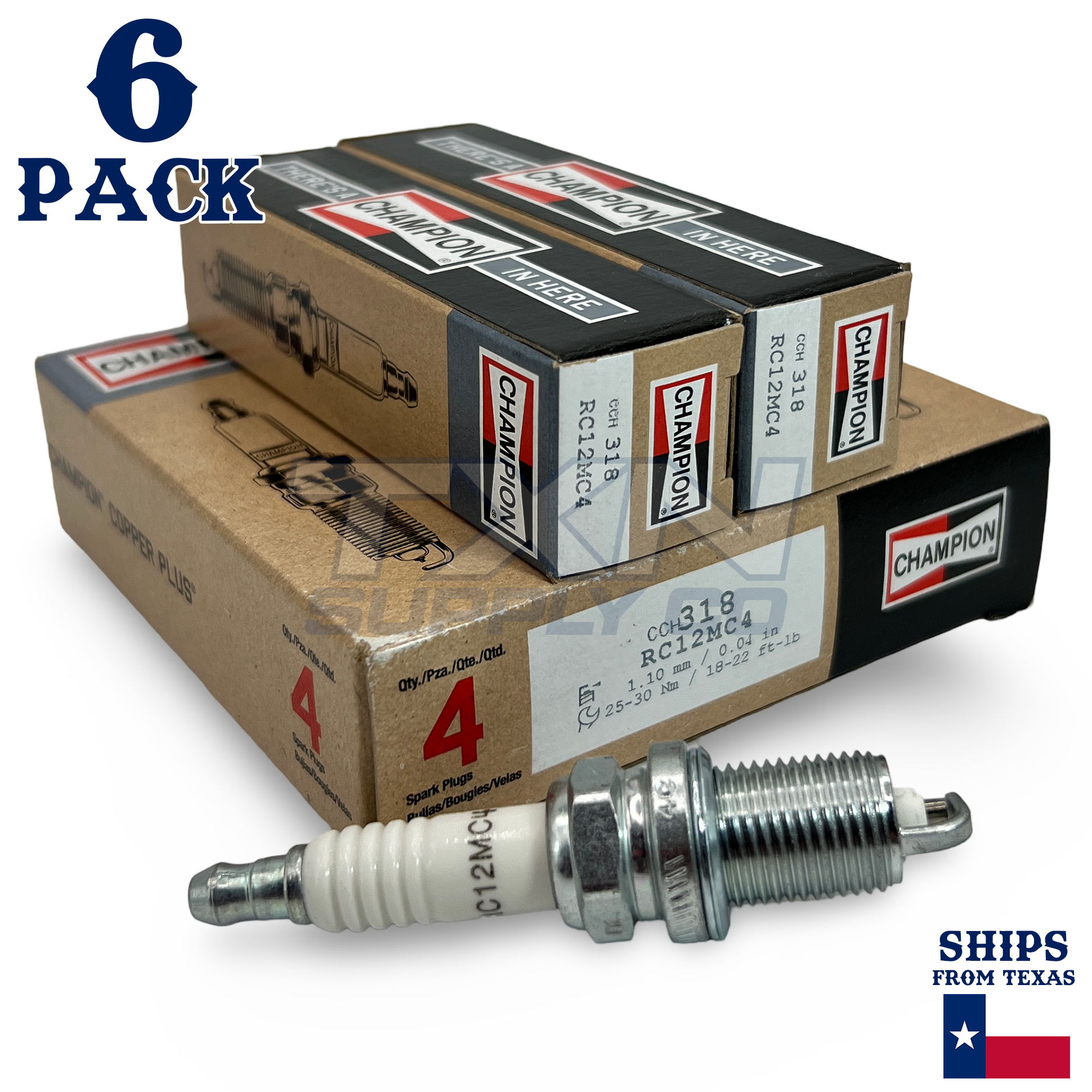 6 Pack Champion 318 Copper Plus Spark Plugs for 1999-2004 Honda Odyssey 3.5L V6 - Image 1