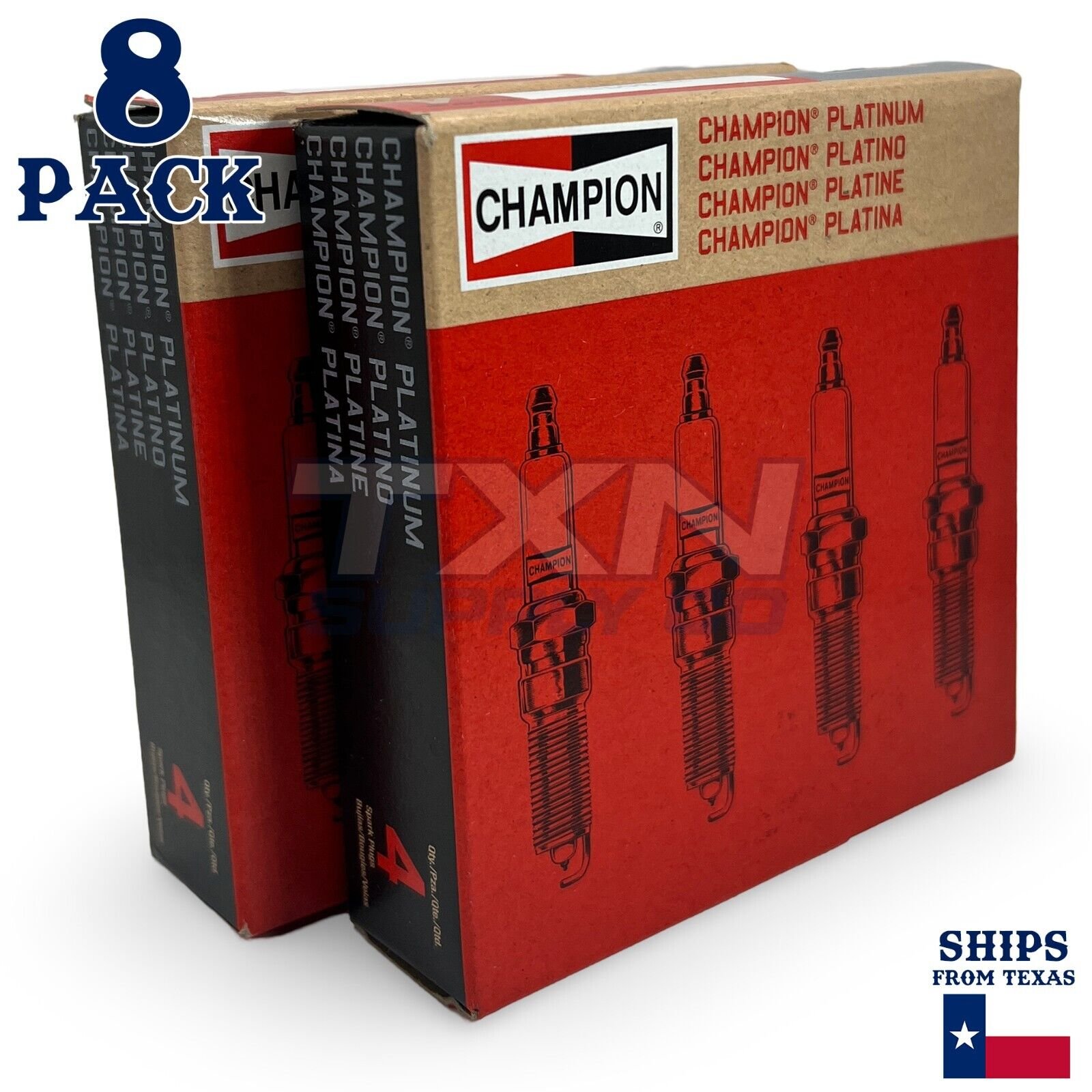 8 Pack Champion 3344 Spark Plug - For 2001-2009 Toyota Sequoia 4.7L