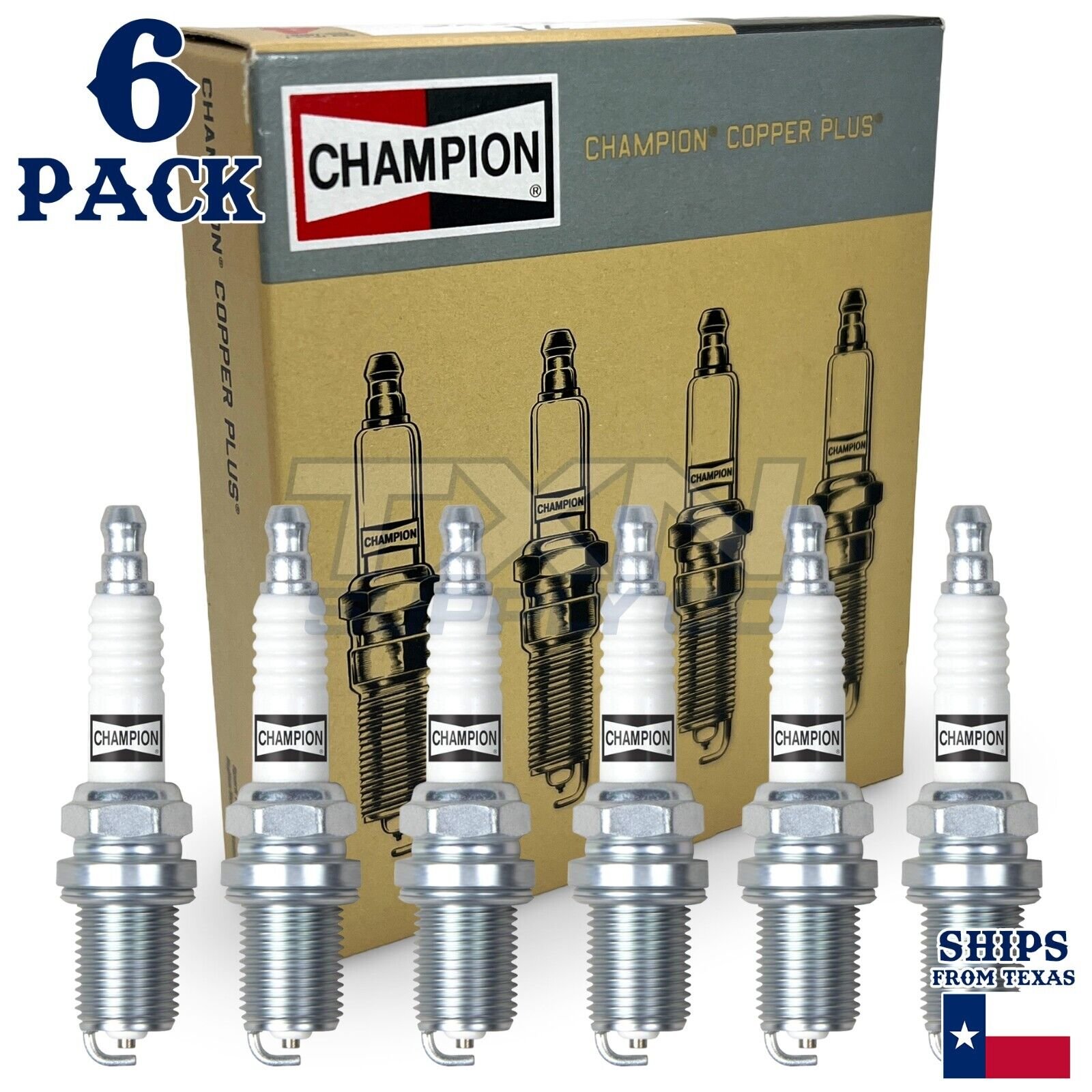 6 Pack Champion 344 Copper Plus Spark Plugs for 1990-1991 Lexus ES250 2.5L V6
