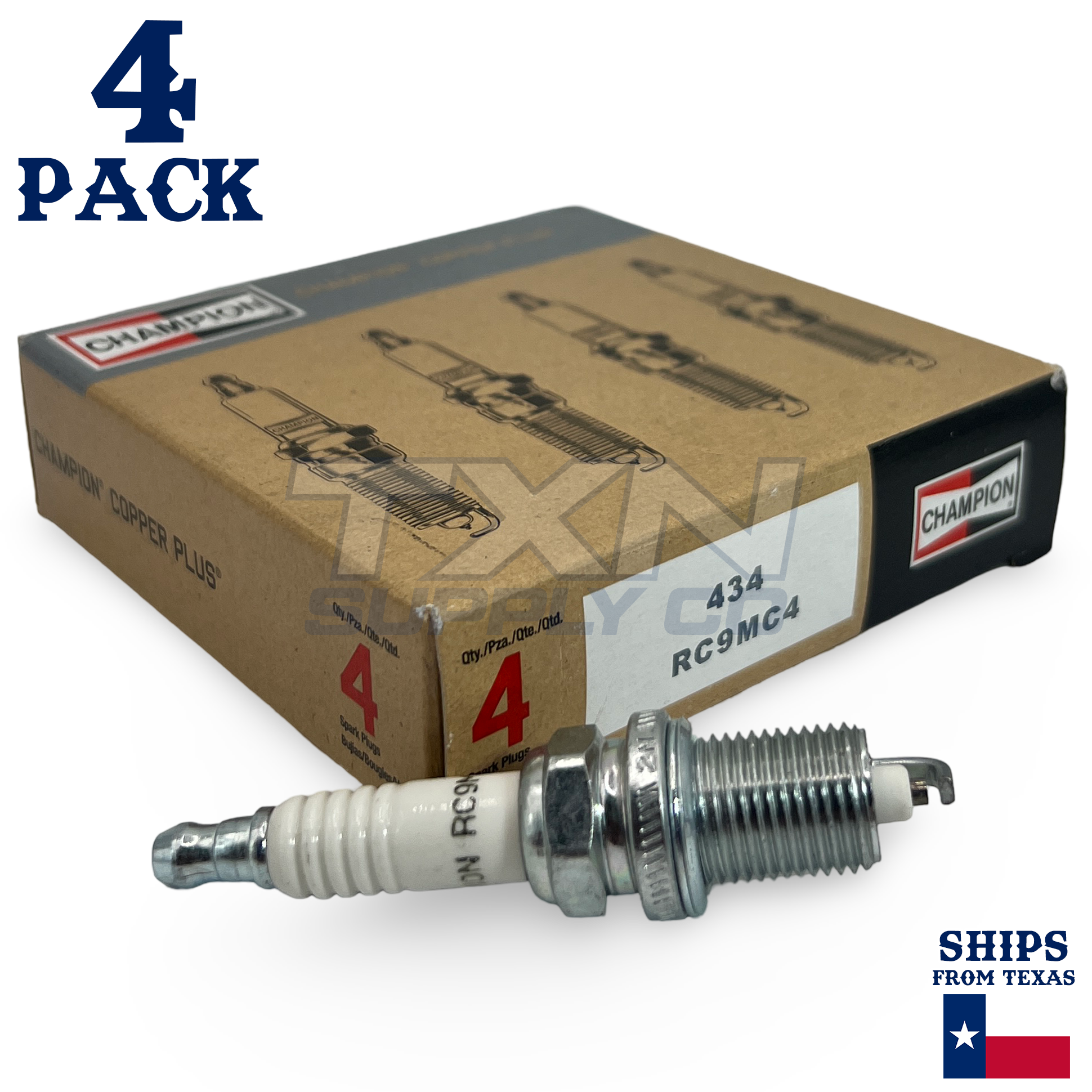 4 Pack Champion 434 Copper Plus Spark Plugs for 2001-2005 Honda Civic 1.7L L4 - Image 1