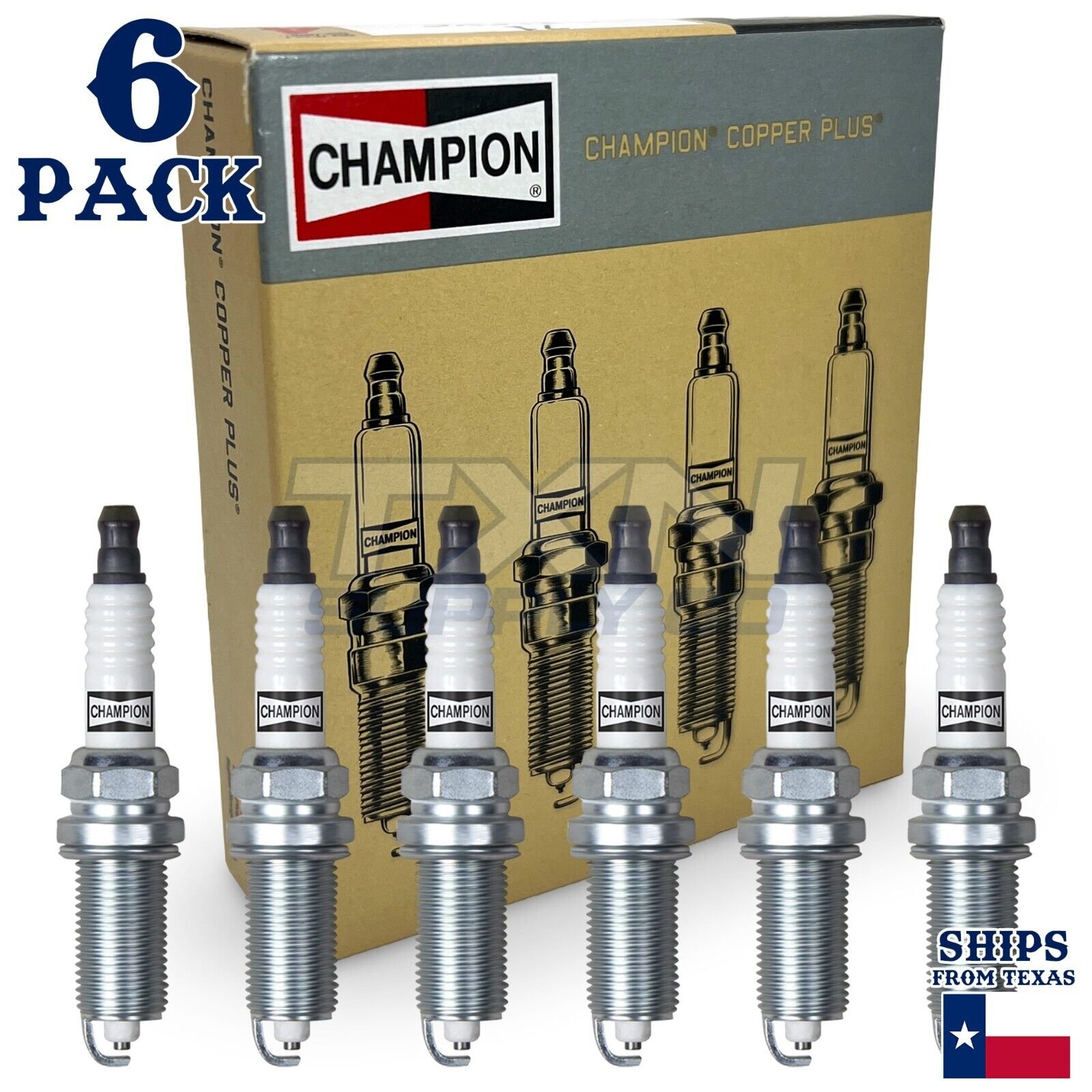 6 Pack Champion 446 Copper Plus Spark Plugs for 2007-2009 Hyundai Santa Fe 2.7L V6