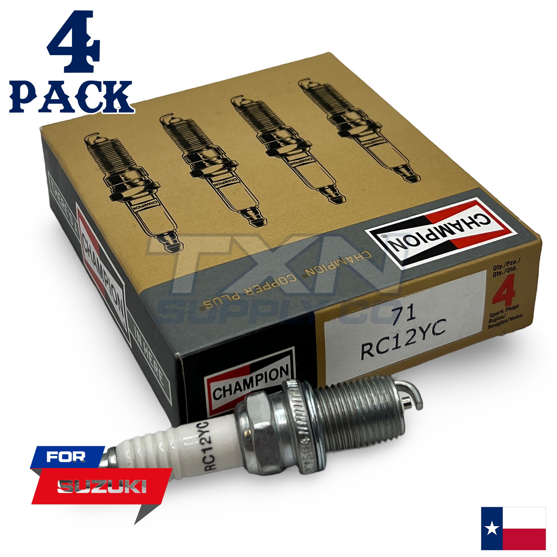4 Pack Champion 71 Copper Spark Plugs Set for 1992-1993 SUZUKI SWIFT L4-1.6L - Image 1