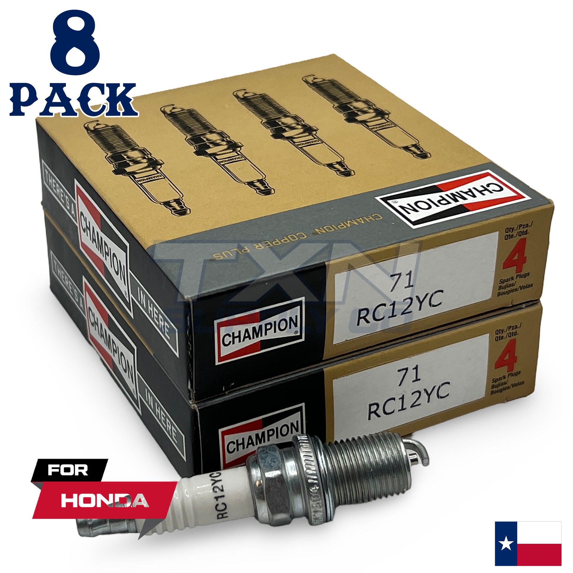8 Pack Spark Plugs Champion 71 Copper Set for 2003-2005 HONDA CIVIC L4-1.3L - Image 1