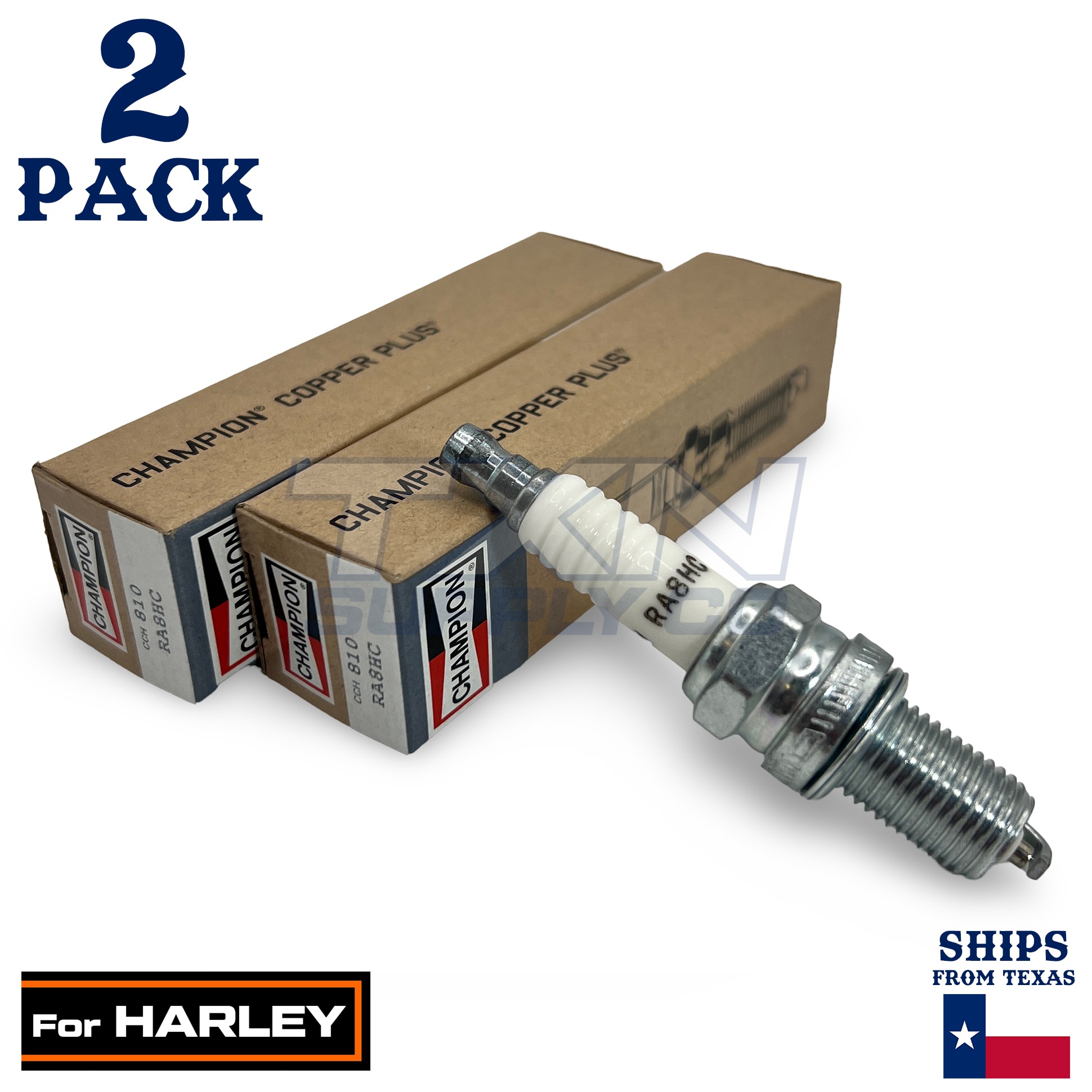 2 Pack Champion 810 Spark Plug - For 2000-2006 FLSTC 1450 Heritage Softail Classic H - Image 1