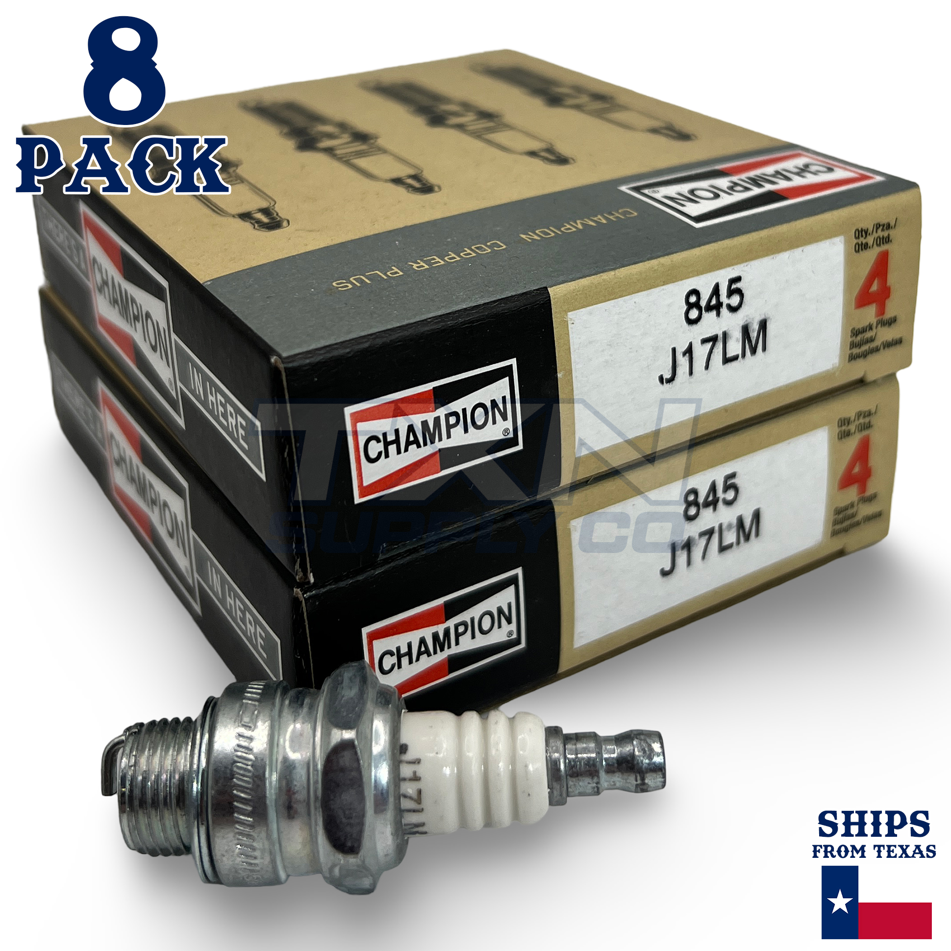 Champion 845 Small Engine Spark Plugs RJ17LM Pack of 8 - Image 1
