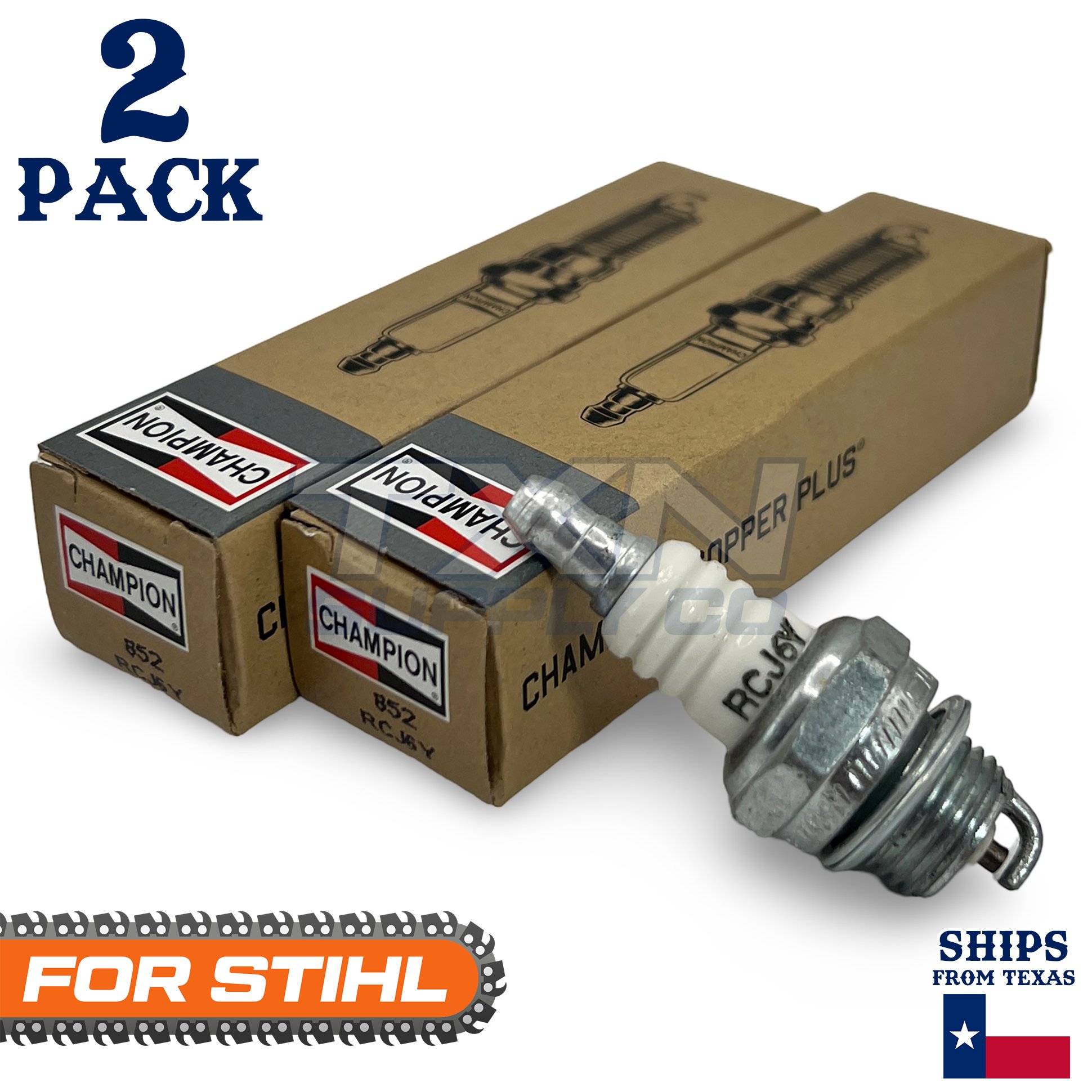 2 Pack Champion Spark Plug - For 025 Stihl Chainsaw