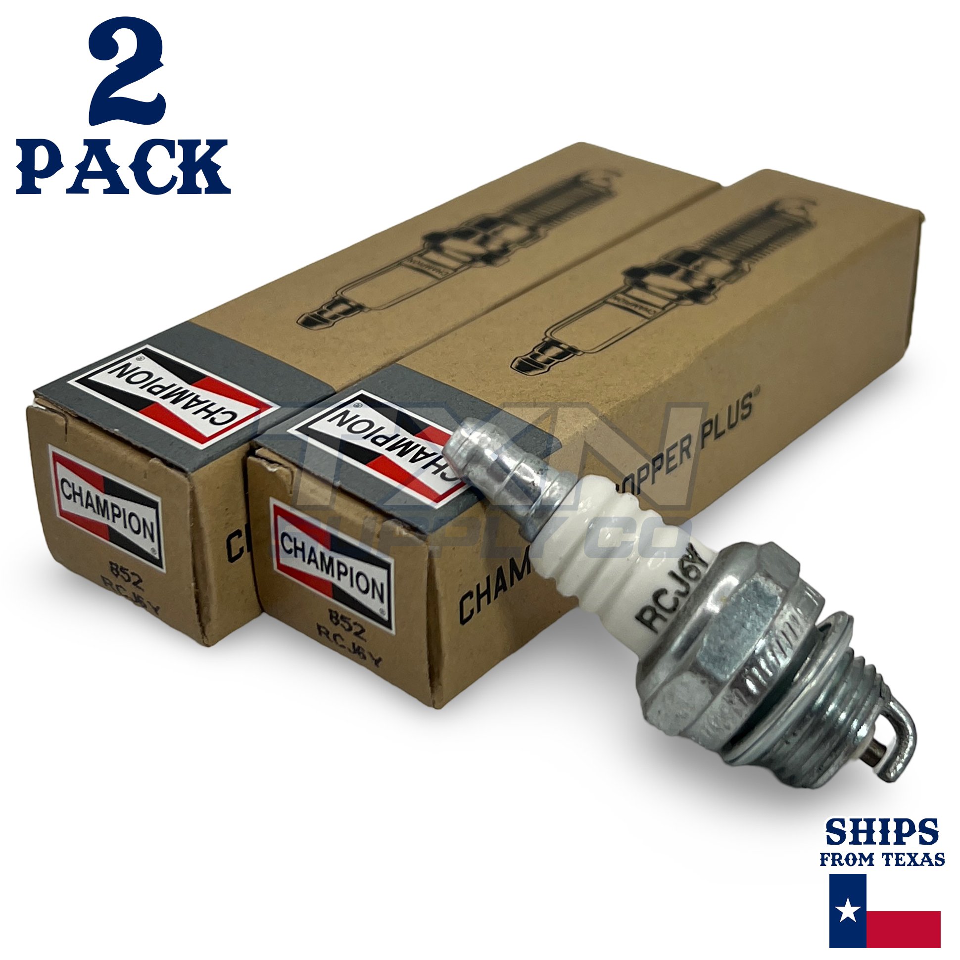2 Pack Champion 852 RCJ6Y Spark Plug - For STIHL FS 20 Trimmer Cutter - Image 1