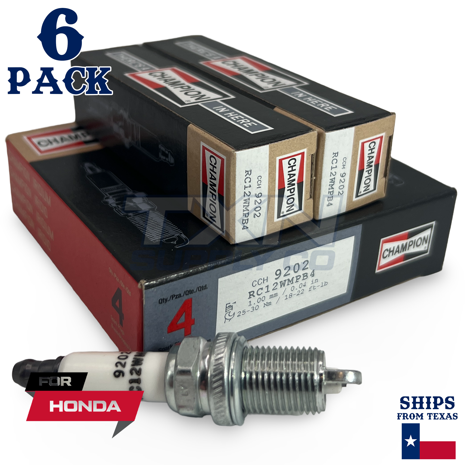 6 Pack Champion 9202 Iridium Spark Plugs for 1999-2004 Honda Odyssey 3.5L V6 - Image 1