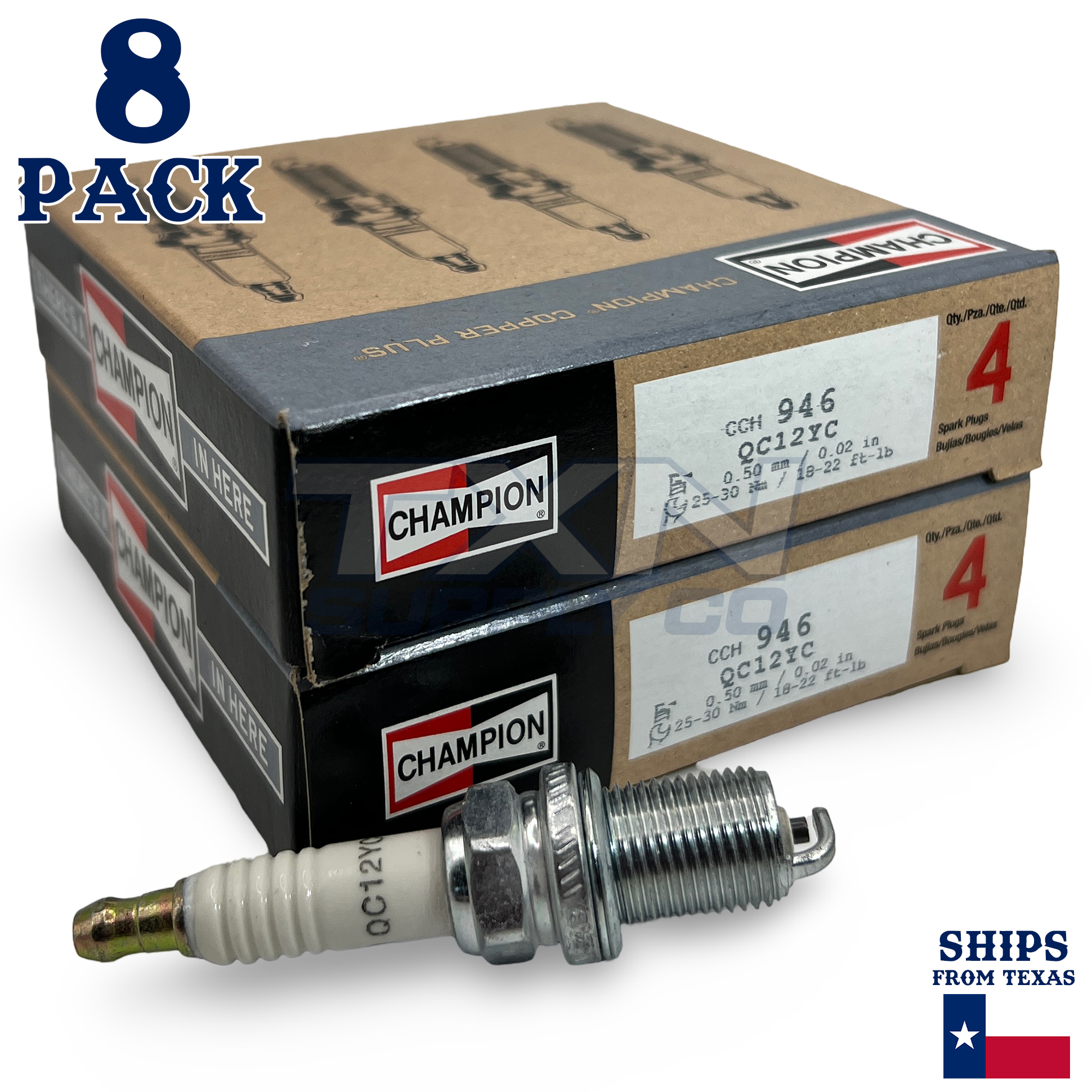 Champion 946 Copper Spark Plug QC12YC - 8 Pack - Image 1