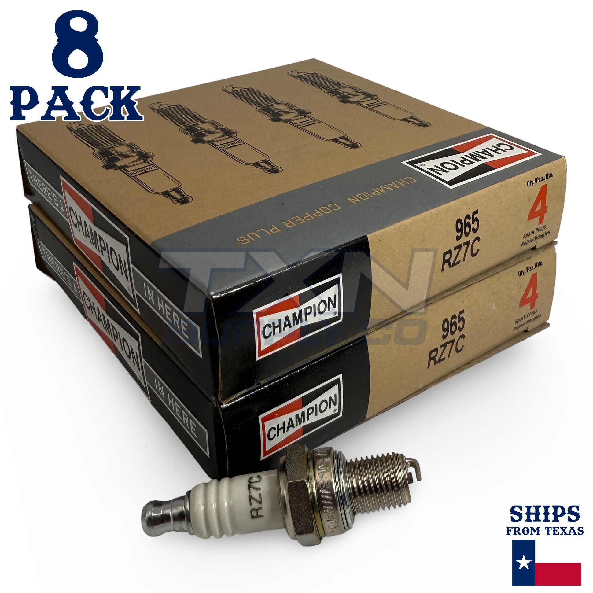 Champion 965 Copper Plus Spark Plug RZ7C - 8 Pack - Image 1