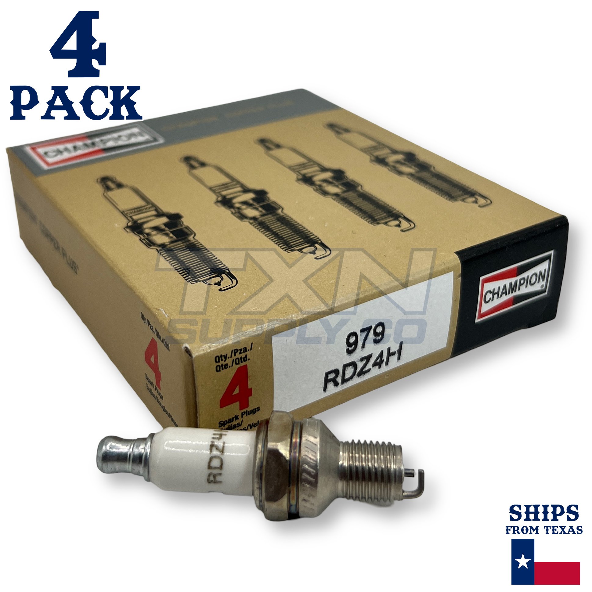 Champion 979 Copper Plus Spark Plug RDZ4H - 4 Pack - Image 1