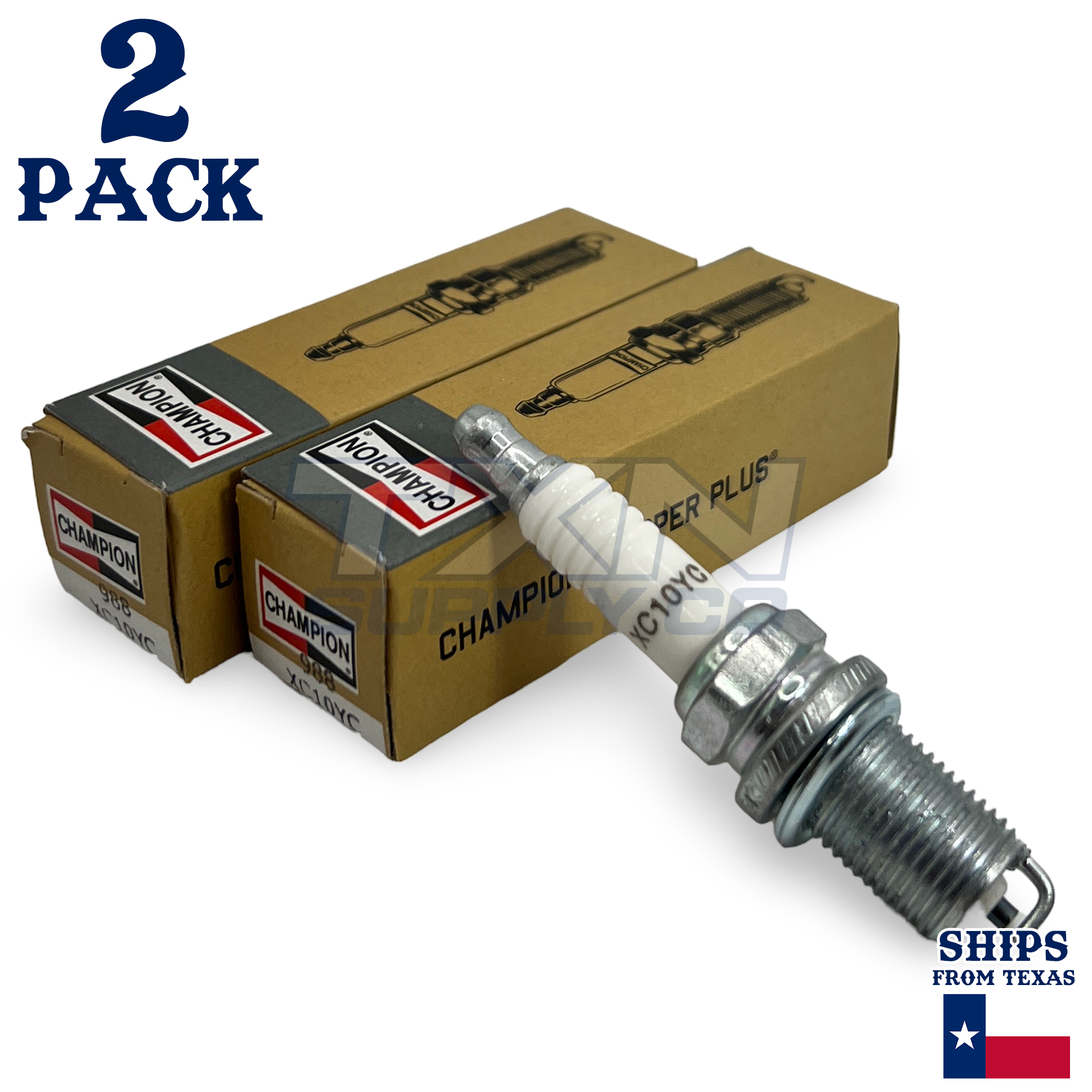 Champion XC10YC-2PK Copper Plus Small Engine Spark Plug Stock - 988 (2 Pack) - Image 1