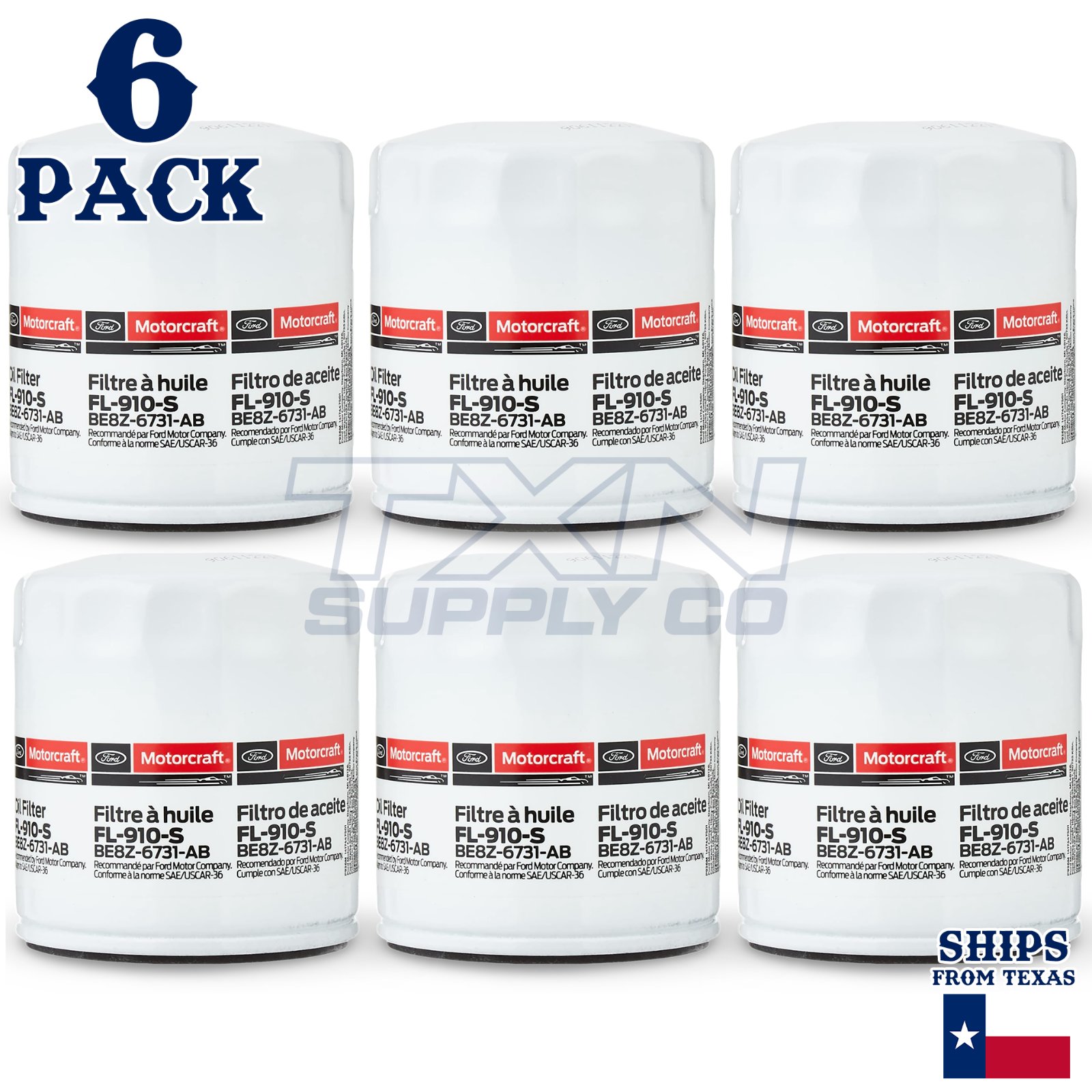 6 Pack Motorcraft FL910S Engine Oil Filter FL-910-S BE8Z-6731-AB