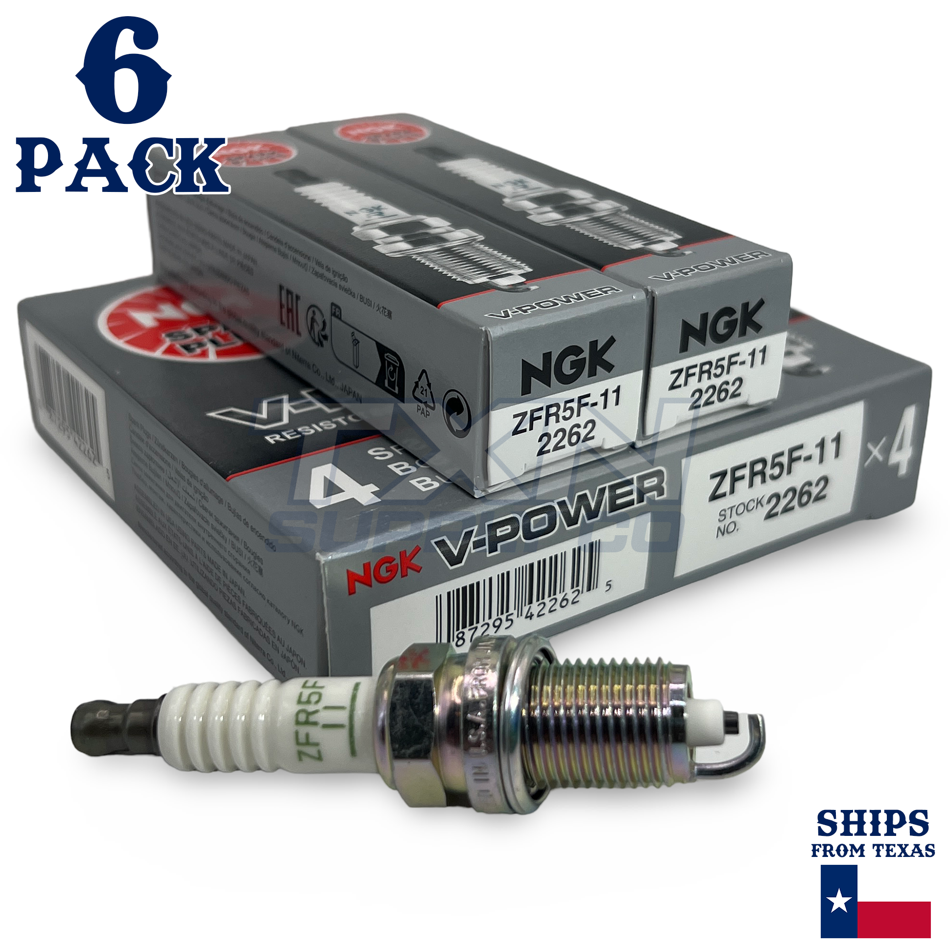 6 Pack NGK 2262 V-Power Spark Plugs 2001-2002 for Acura MDX 3.5L V6 - Image 1