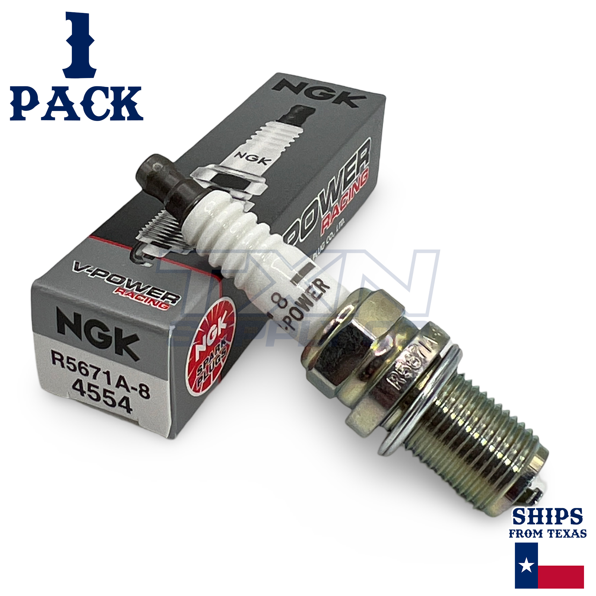 NGK R5671A-9 Racing Spark Plugs Stock 4554 Nickel Core V-Power - 1 Pack - Image 1