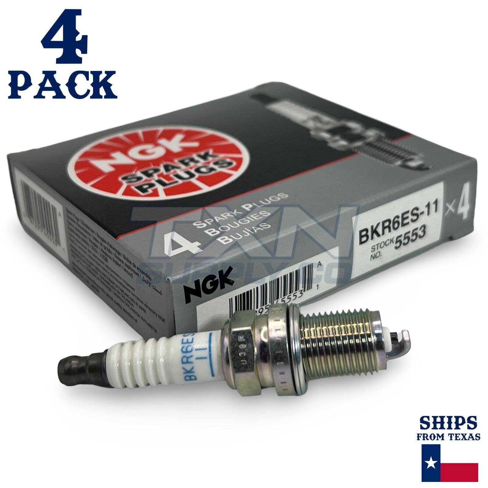 4 Pack NGK 5553 Standard Spark Plugs 1992-2011 for Toyota Camry 2.2L 2.4L L4 - Image 1