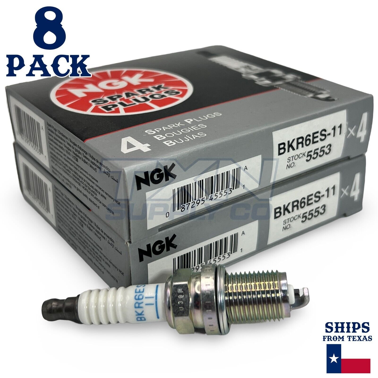 8 Pack NGK 5553 Standard Spark Plugs 2005-2009 for Toyota Sequoia V8-4.7L - Image 1