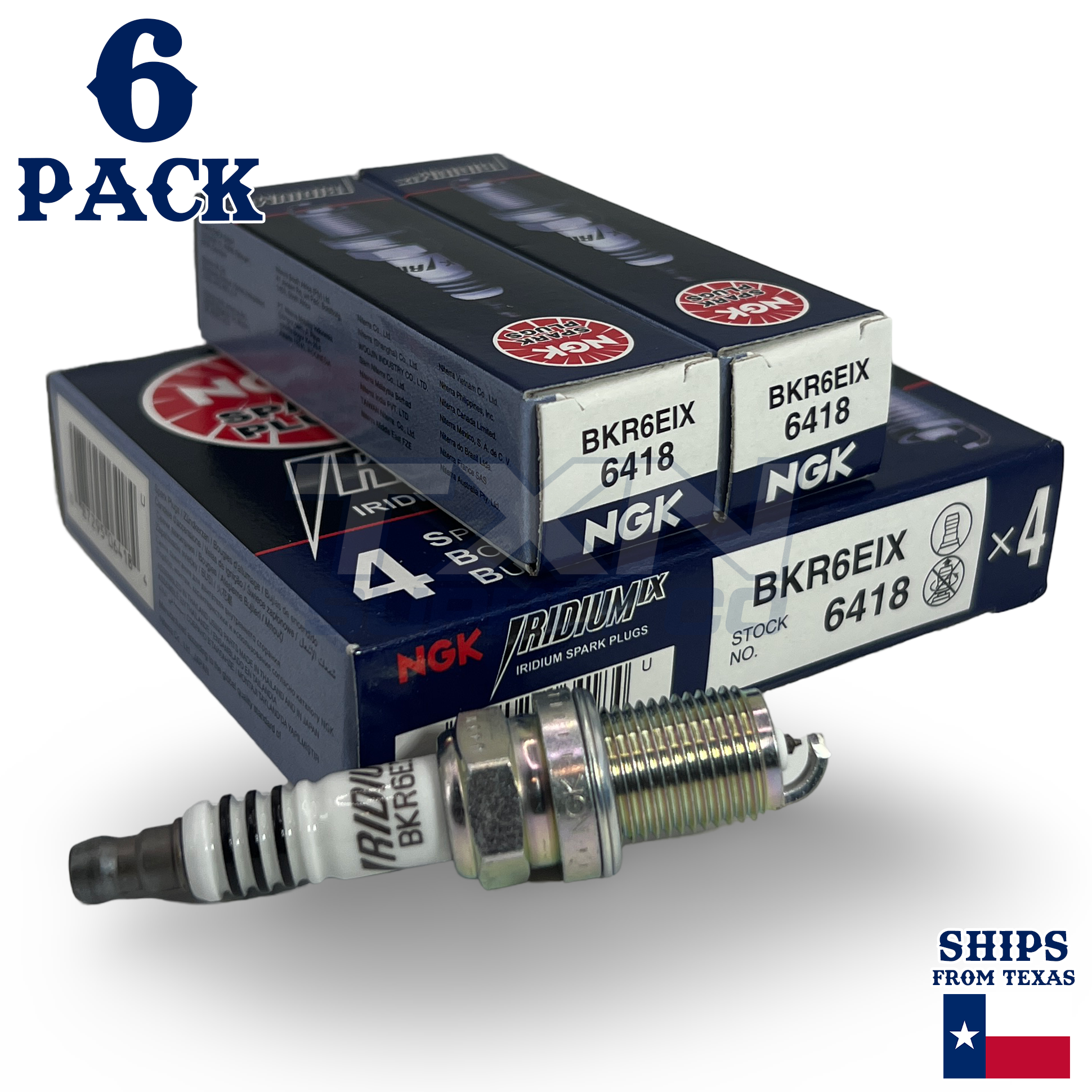 6 Pack NGK 6418 Iridium IX Spark Plugs 1998-2001 for Audi A4 Quattro 2.8L V6 - Image 1