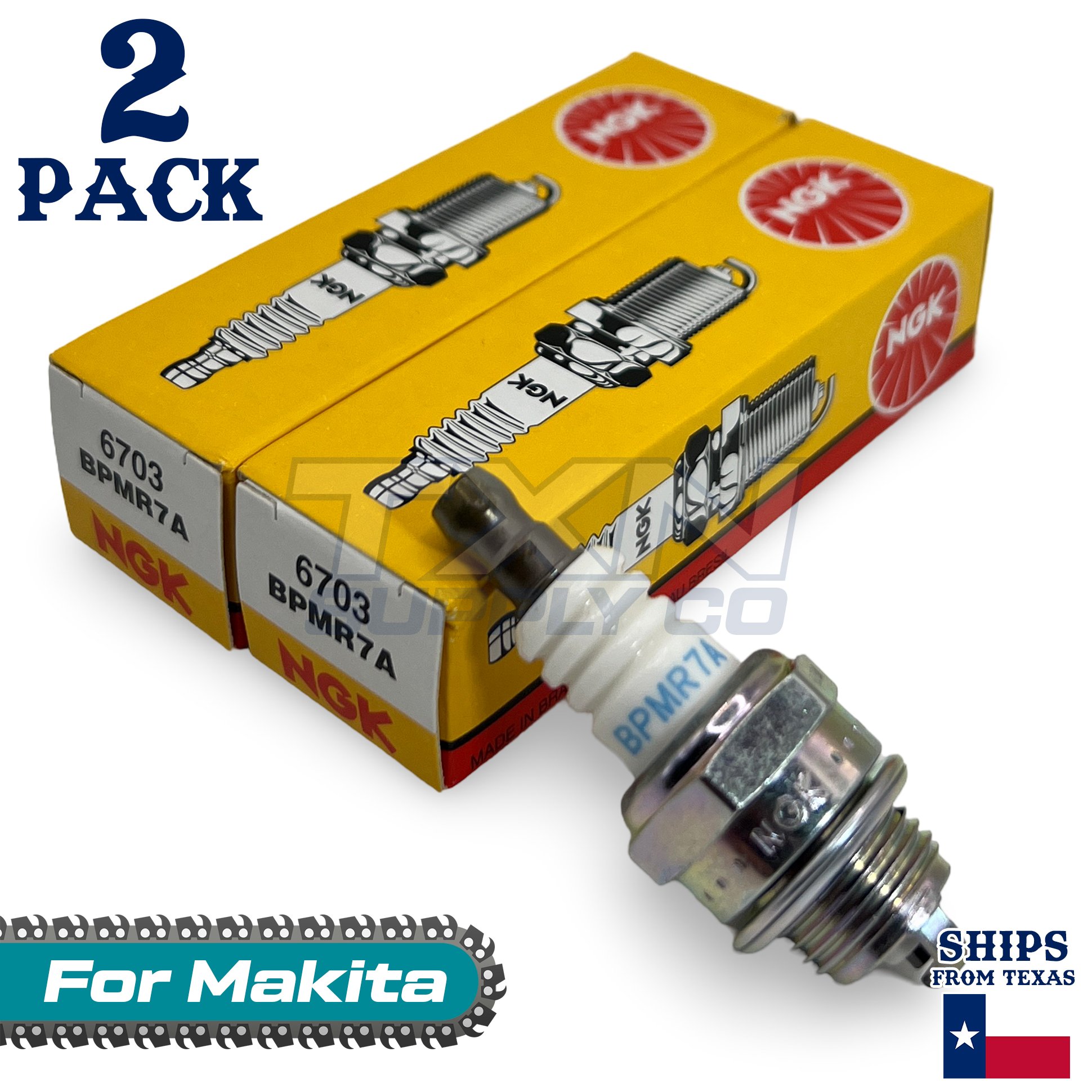 2 Pack NGK Spark Plug - For DCS-43001 Makita Chainsaw