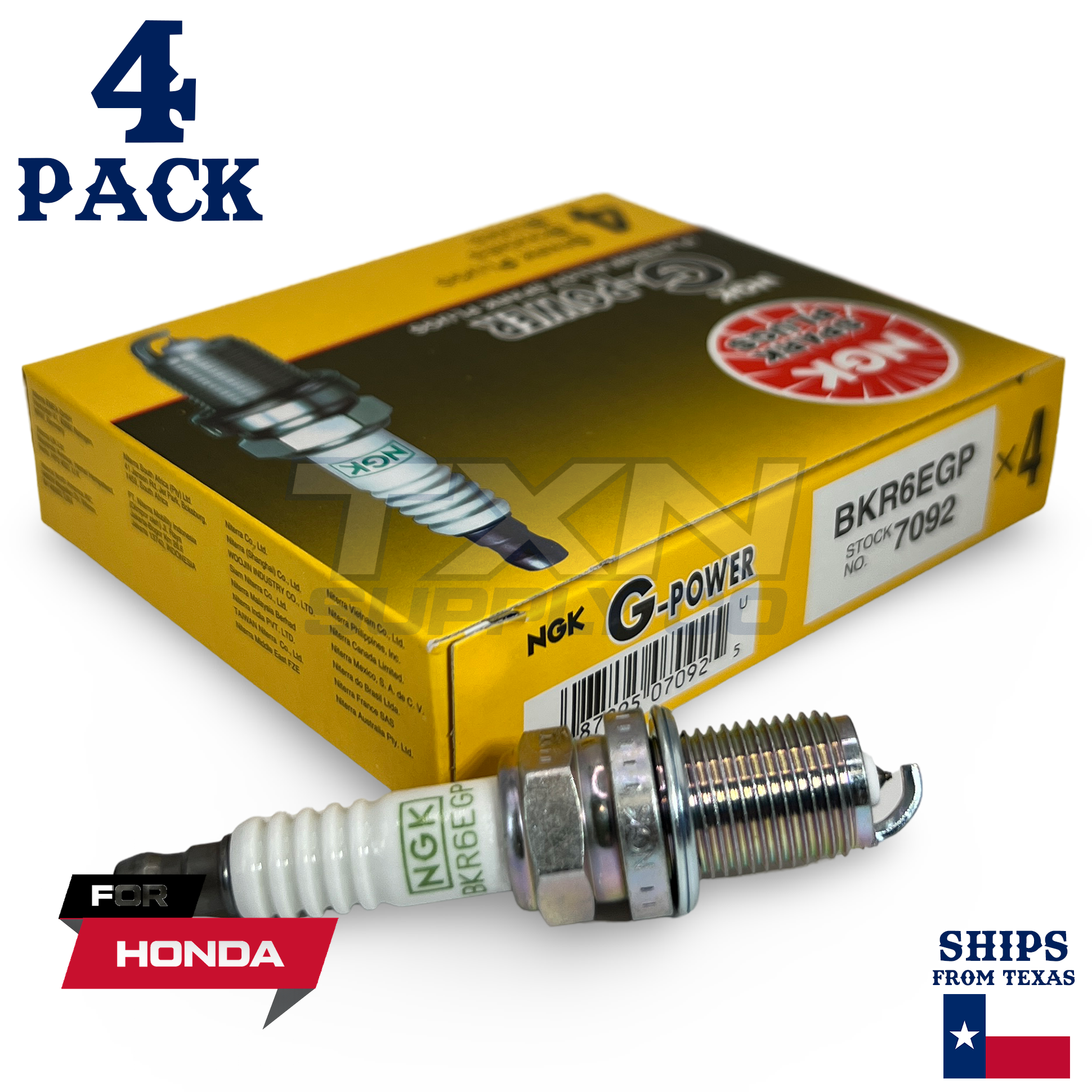 4 Pack NGK 7092 G-Power Spark Plugs 1994-1995 for Honda Civic del Sol 1.6L L4 - Image 1