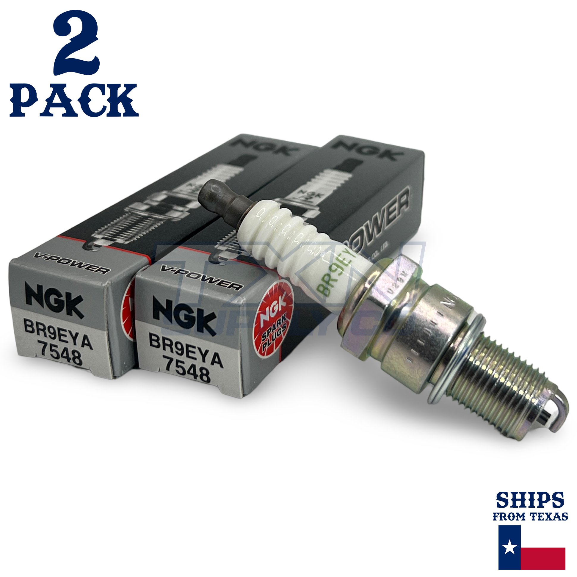 NGK V-Power 7548 Spark Plugs BR9EYA - 2 Pack - Image 1