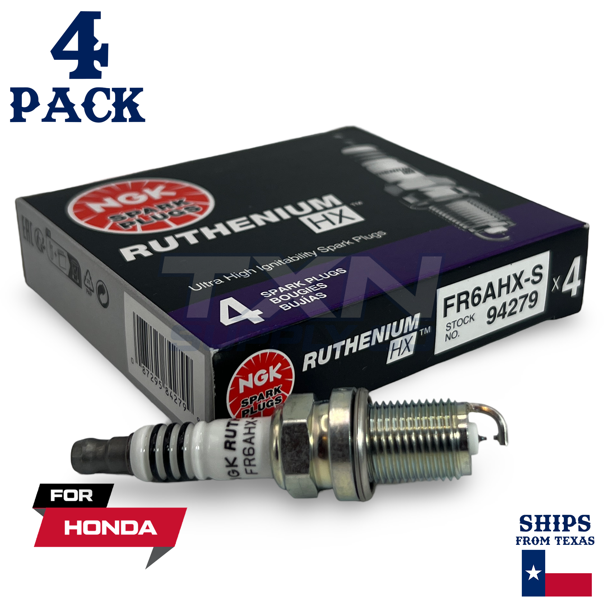 4 Pack NGK 94279 Ruthenium HX Spark Plugs 2000 for Honda CR-V L4 2.0L - Image 1